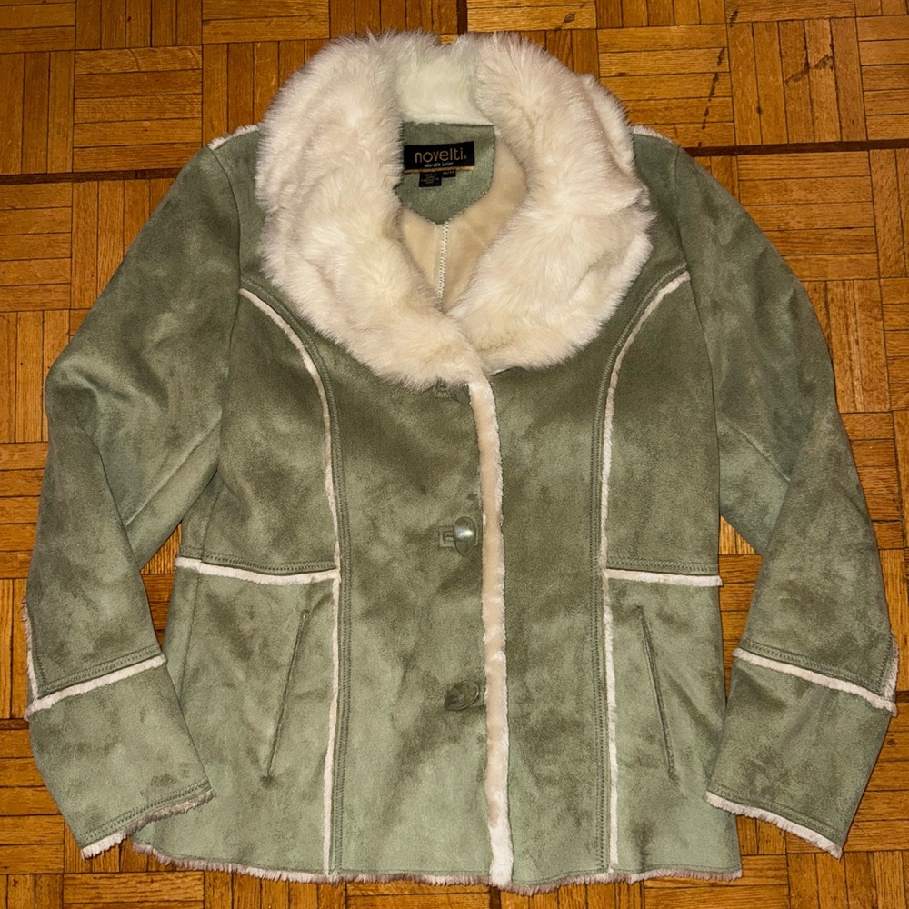 Women's Novelti Green Faux Fur Jacket
